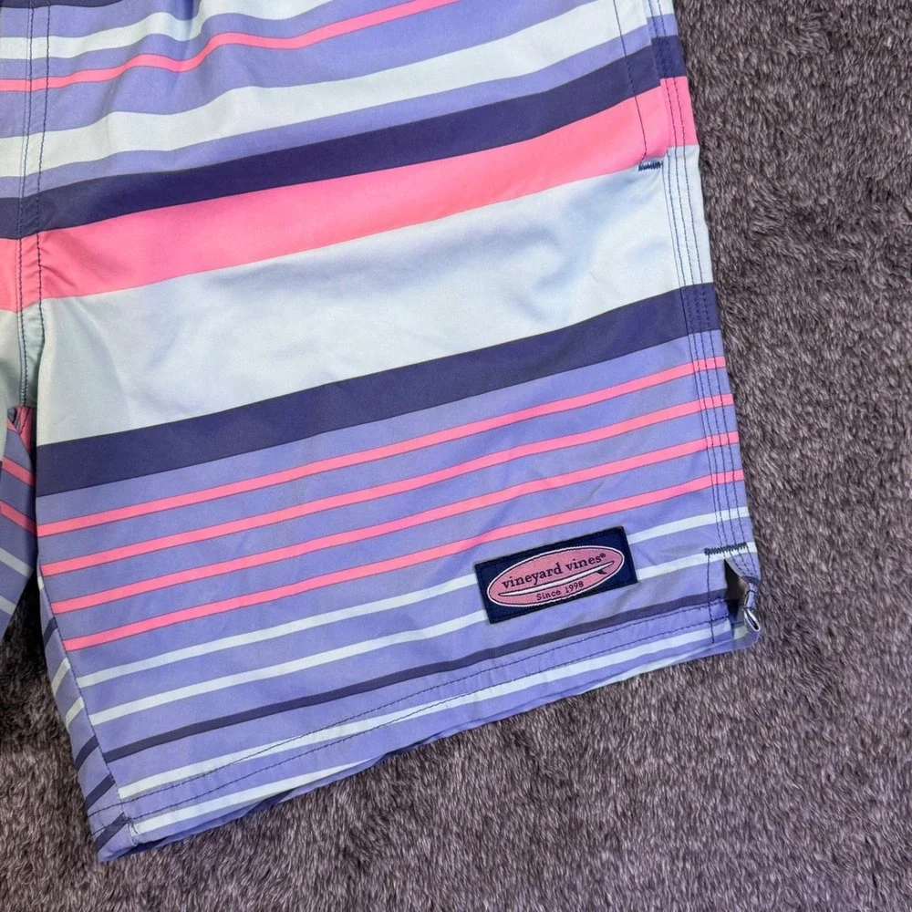 Vineyard Vines Shorts Mens Chappy Striped Swim Trunks Blue Pink XS 1M001110‎